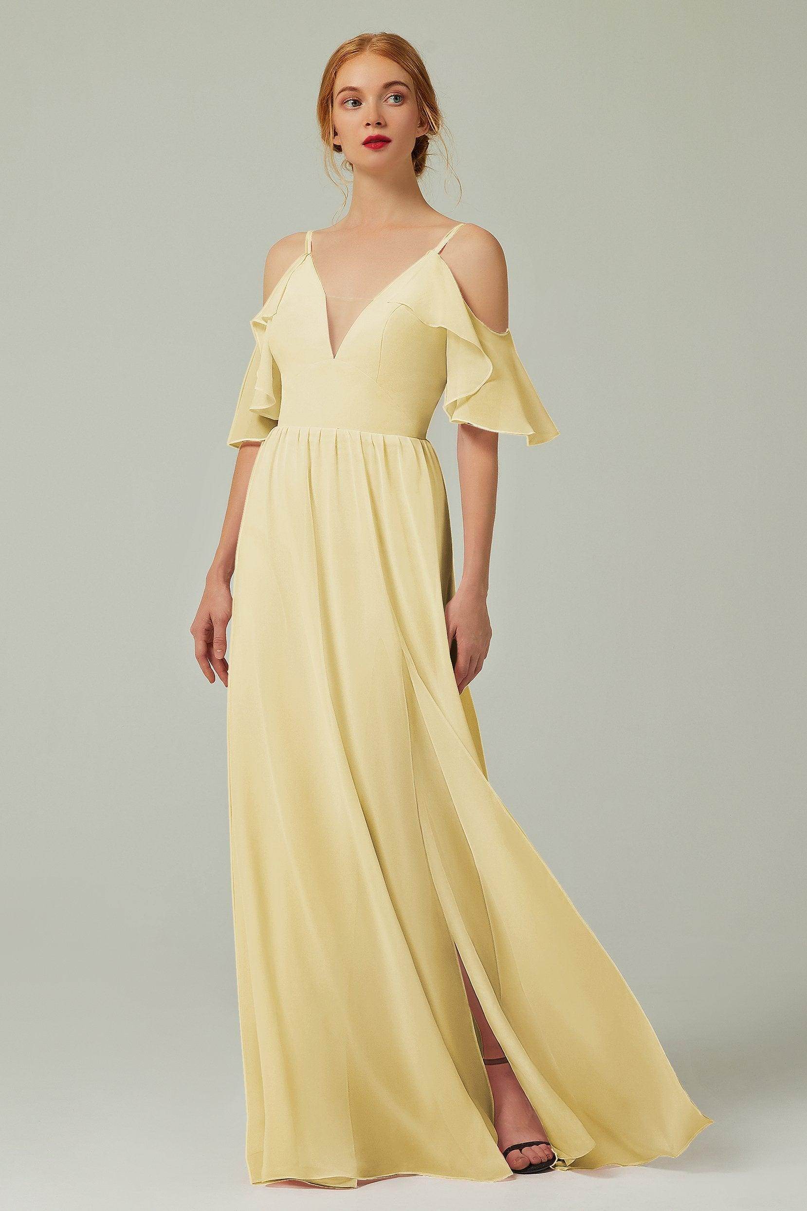 A-Line Floor Length Chiffon Bridesmaid Dress CB0236 - COCOMELODY